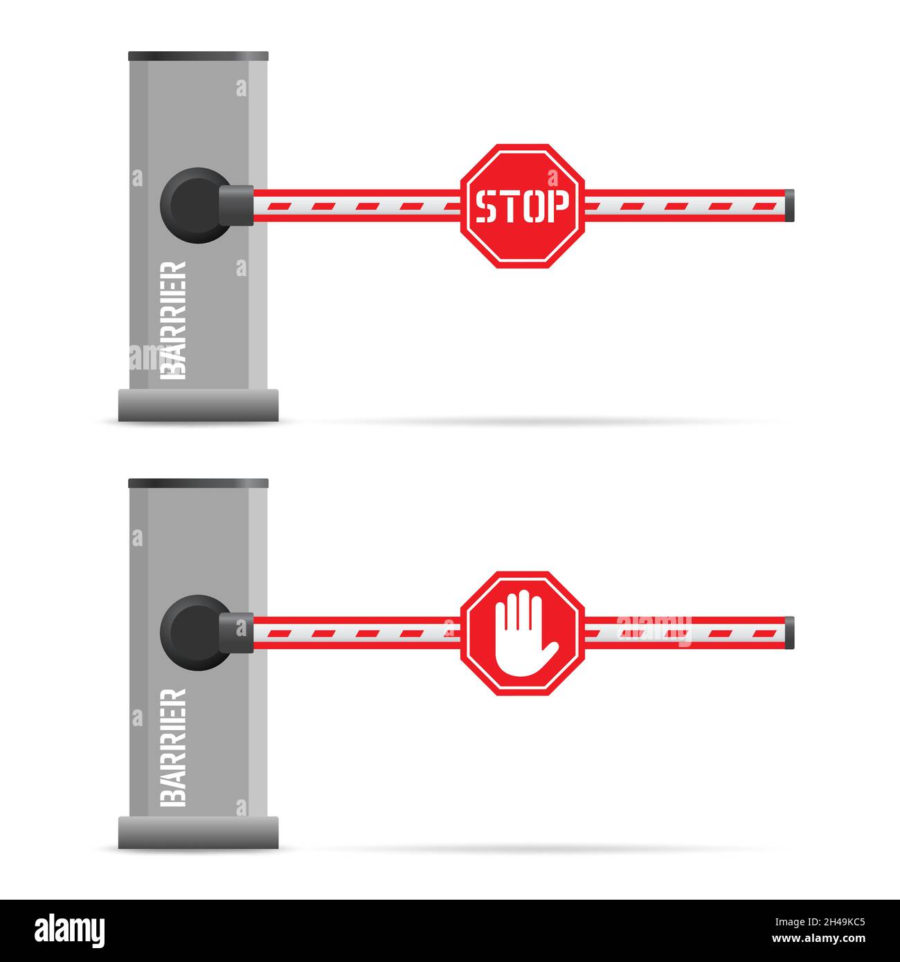 Barrière automatique avec signalisation routière. Arrêt, déplacement limité Illustration de Vecteur