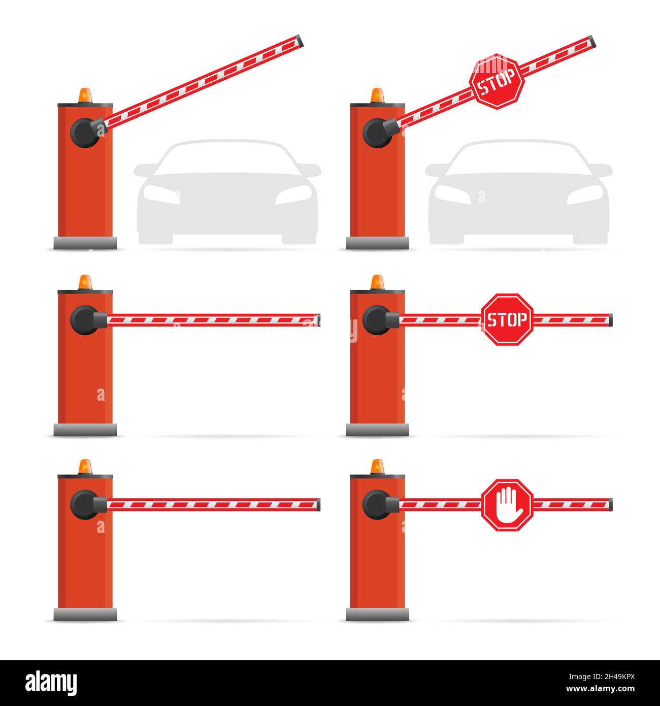 Ensemble de barrières de rue isolées sur blanc.Arrêter.Concept de point de contrôle Illustration de Vecteur