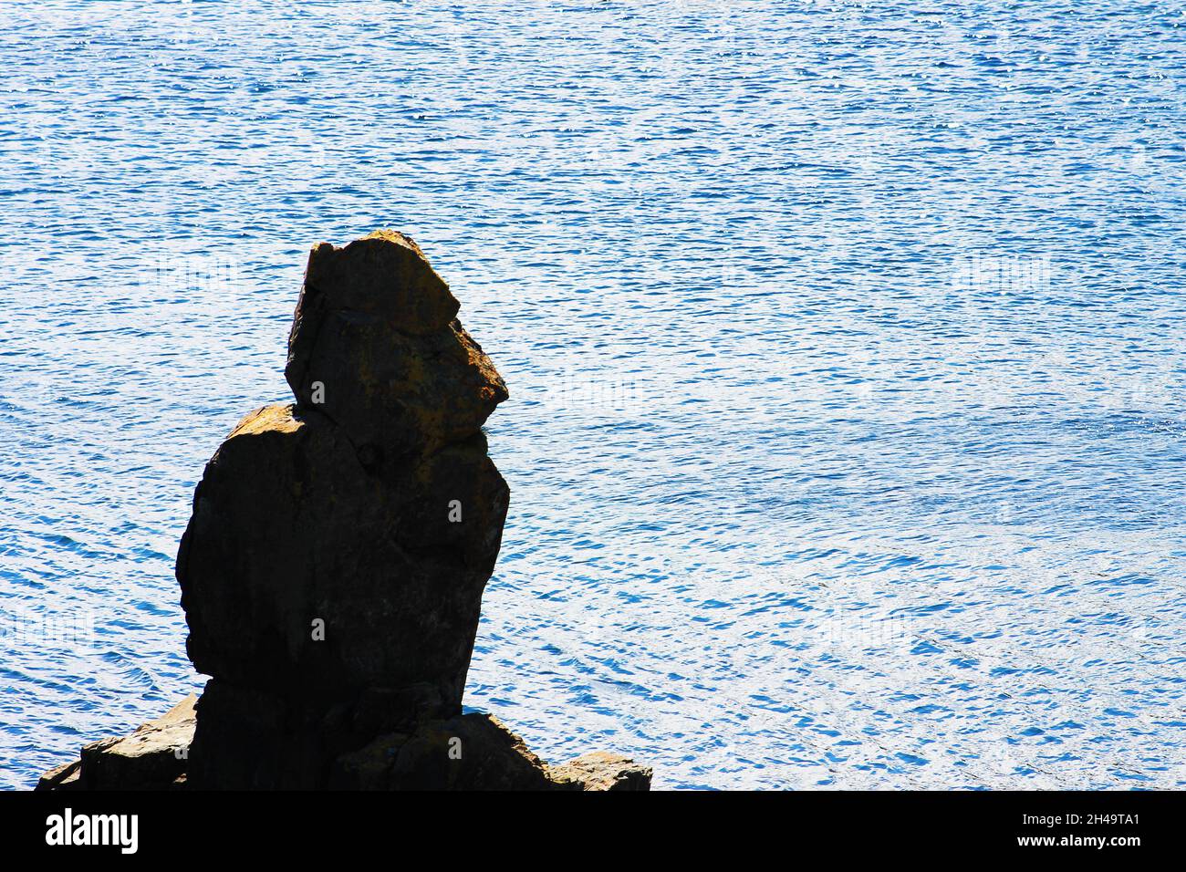 Formation naturelle de roches connue sous le nom de Puffin King, au large de la côte d'Elliston, à Terre-Neuve. Banque D'Images