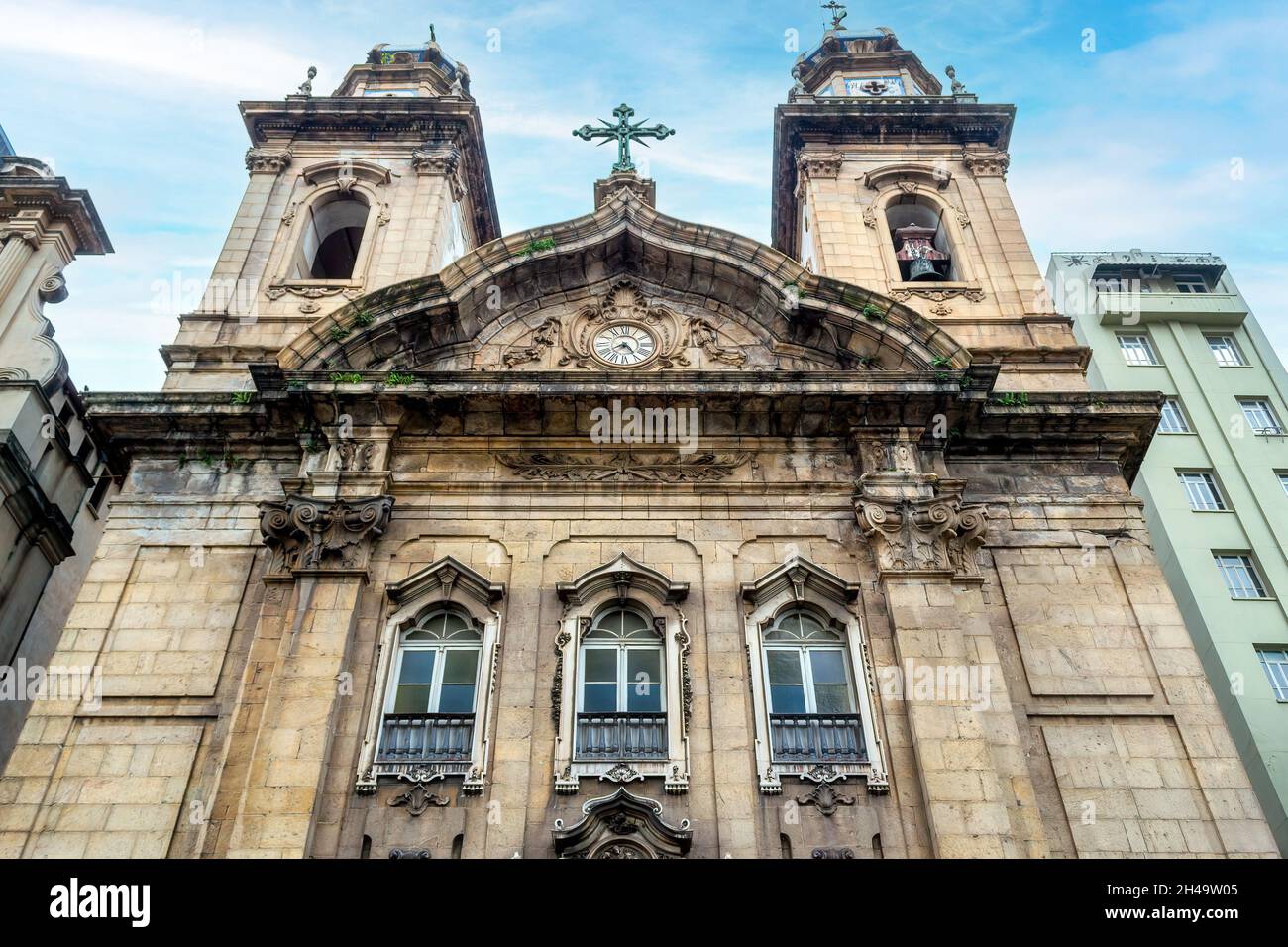 Vue extérieure ou façade du bâtiment appelé Église du troisième ordre de notre-Dame de Monte do Carmo à Rio de Janeiro, Brésil.Le bâtiment est également Banque D'Images