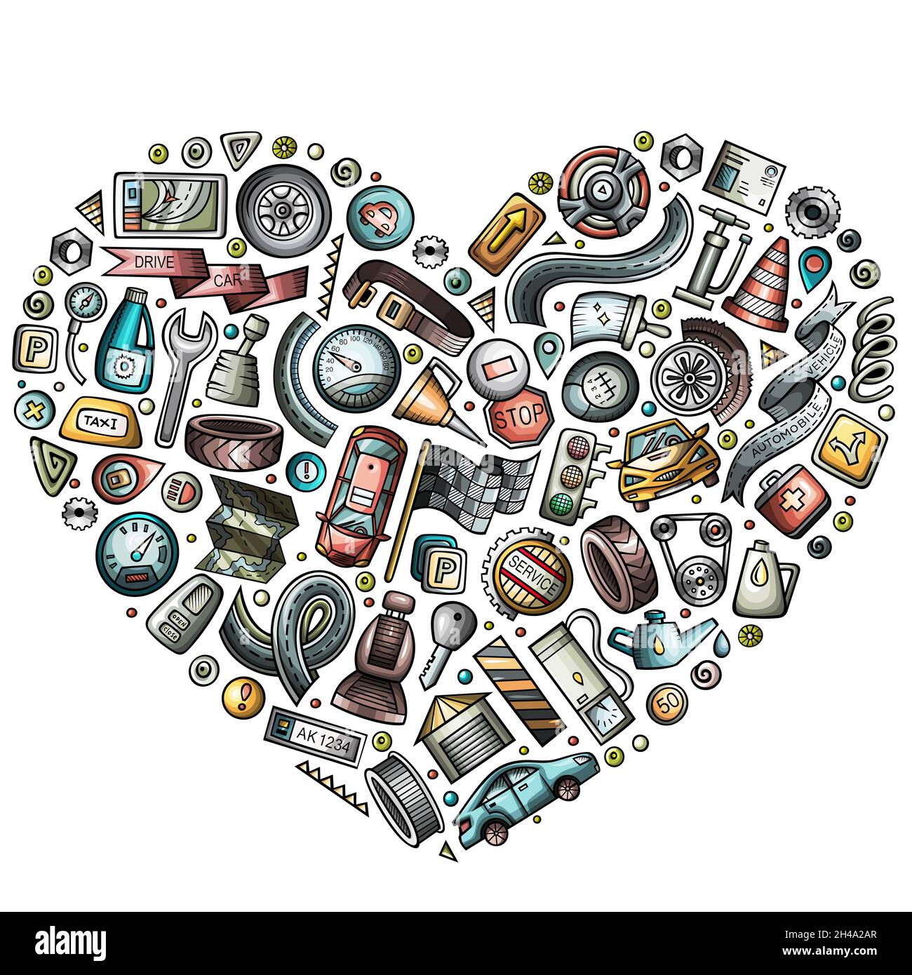 Ensemble vectoriel d'objets de dessin animé automobile Illustration de Vecteur