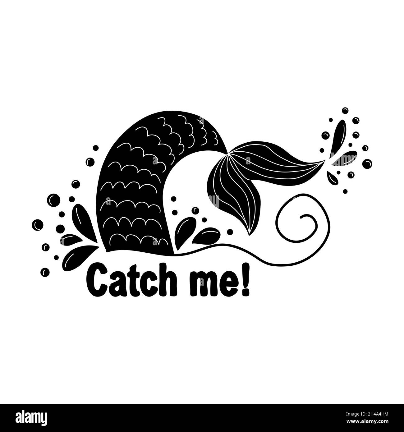 Catch Moi Carte De Queue Mermaid Avec Eclaboussures D Eau Etoiles Citation Inspirante Sur L Ete L Amour Et La Mer Image Vectorielle Stock Alamy