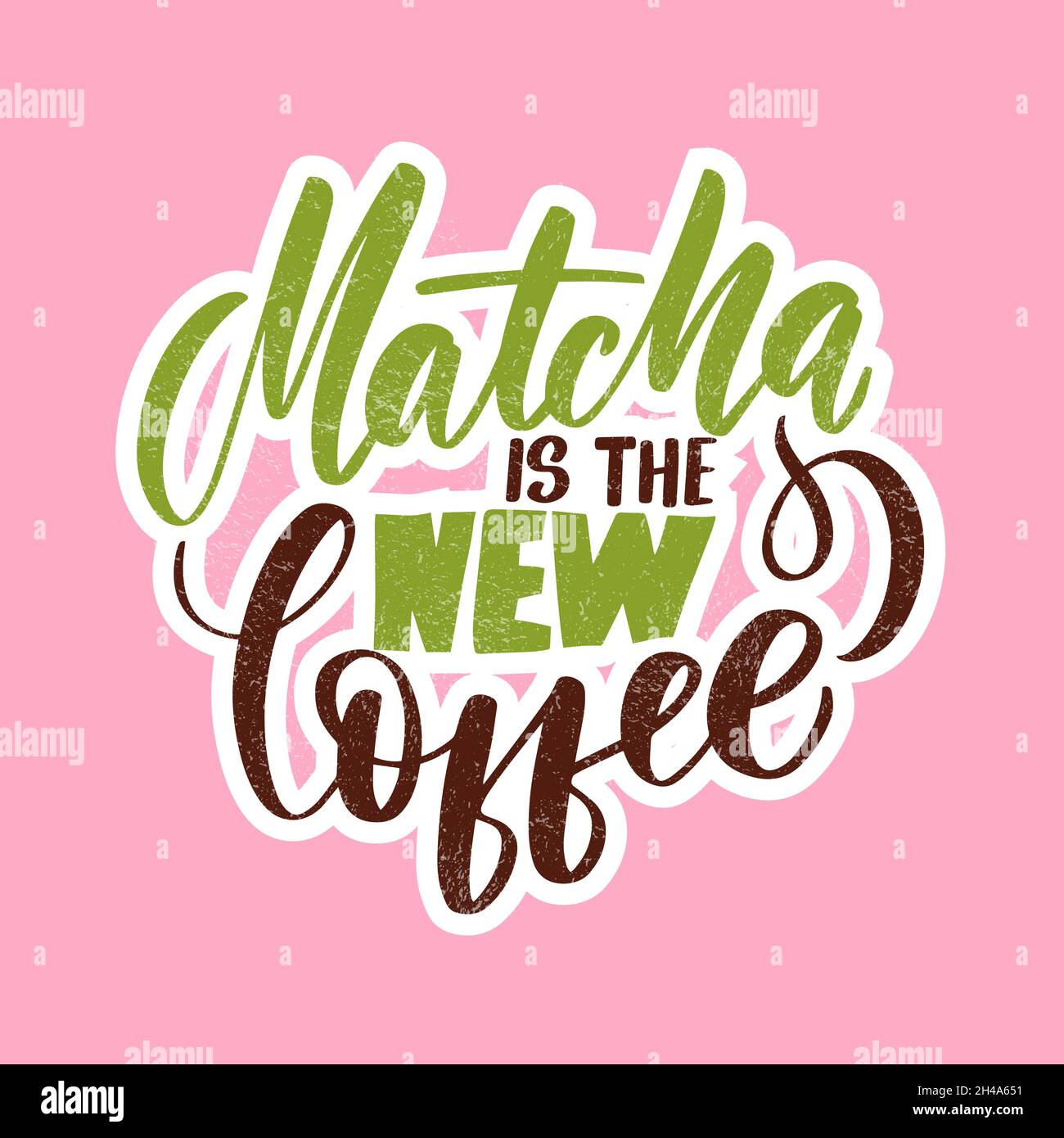 Le Matcha est le nouveau café.Ensemble de lettres dessinées à la main sur le thé matcha. Illustration de Vecteur