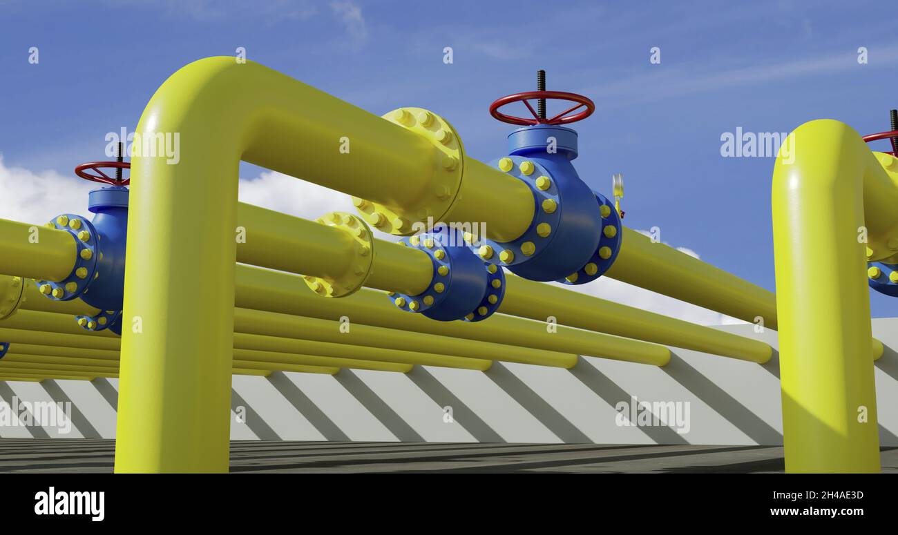 Equipement de la station d'énergie de gaz , rendu 3D Banque D'Images