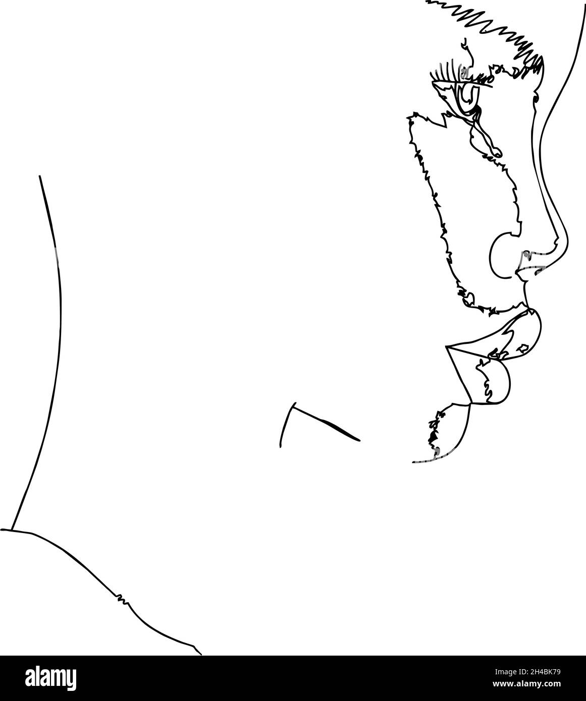 femme face à l'art minimaliste de ligne Banque D'Images