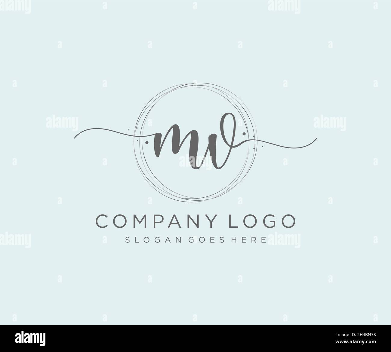 Logo MV féminin.Utilisable pour les logos nature, salon, Spa, cosmétique et Beauté.Elément de modèle de logo Flat Vector. Illustration de Vecteur