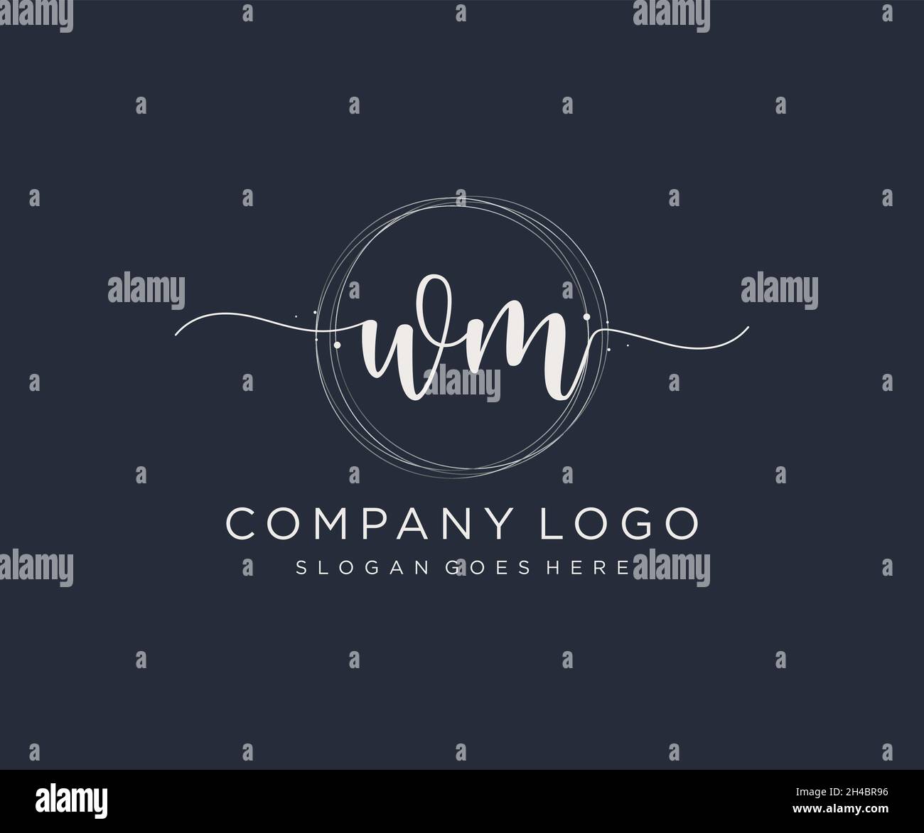 Logo WM féminin.Utilisable pour les logos nature, salon, Spa, cosmétique et Beauté.Elément de modèle de logo Flat Vector. Illustration de Vecteur