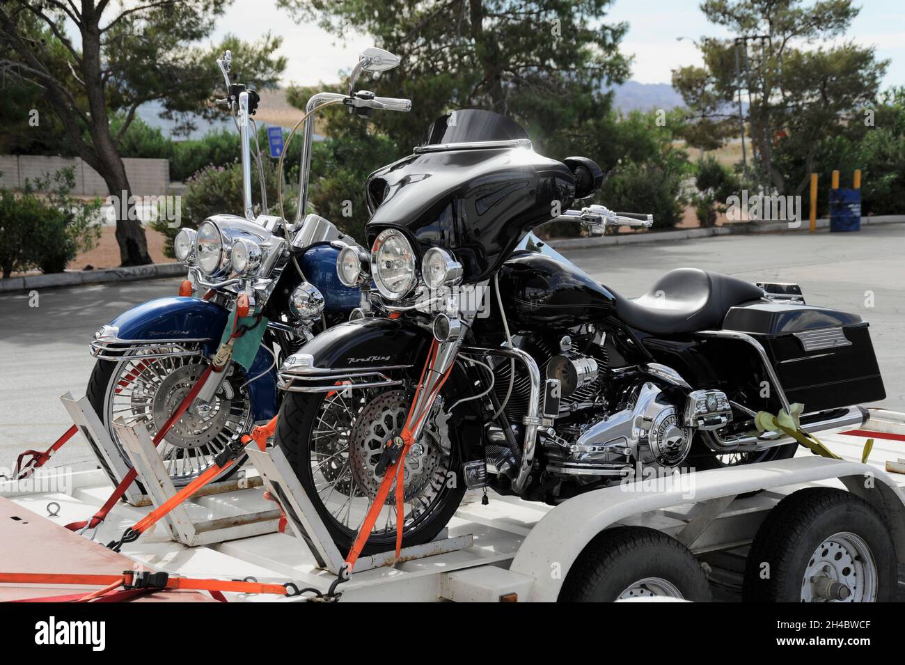 Les motos Harley Davidson ont attaché sur une remorque près de Las Vegas,  Nevada Photo Stock - Alamy