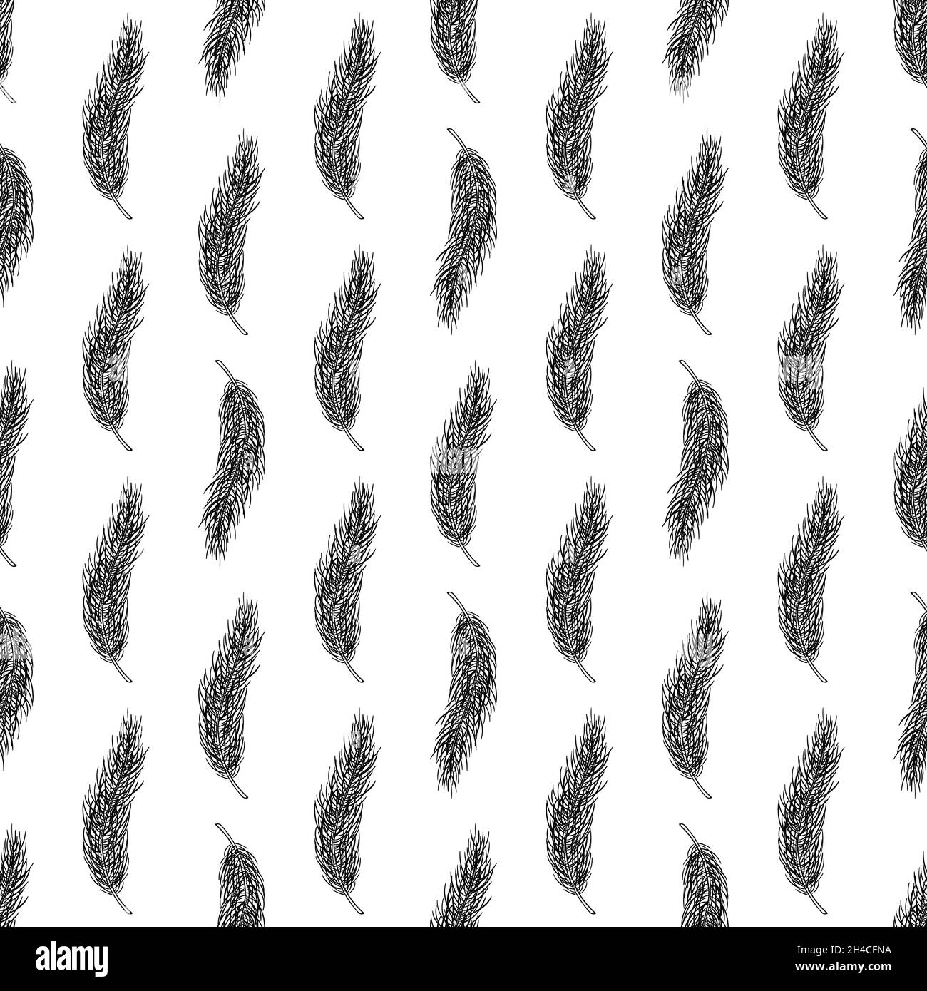 Motif sans couture de branche de pin, fond de Noël du nouvel an, imprimé botanique dessiné à la main.Papier peint de saison vectoriel, tissu textile d'hiver, design en papier Illustration de Vecteur