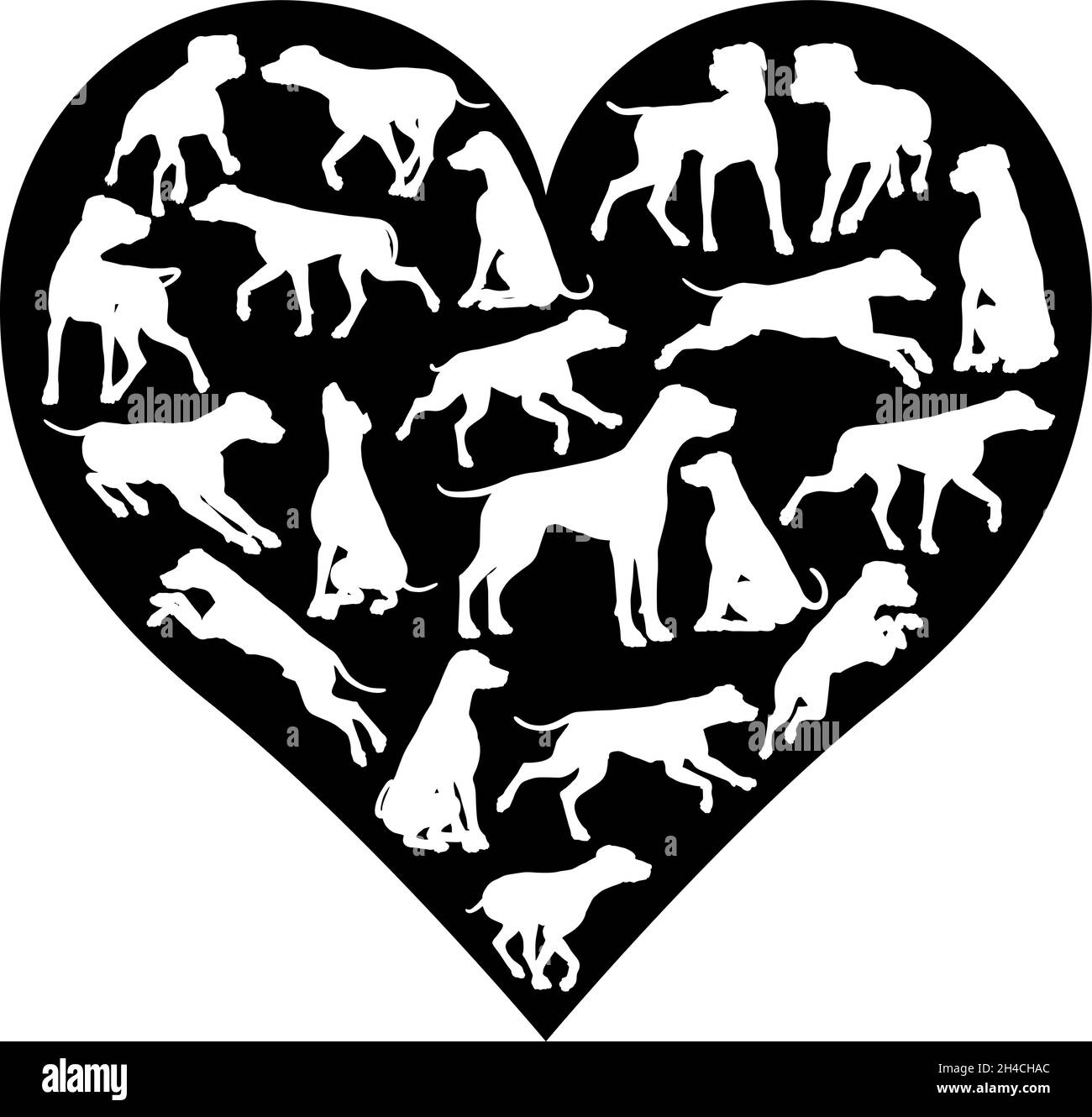 Coeur de chien dalmatien Silhouette Concept Illustration de Vecteur