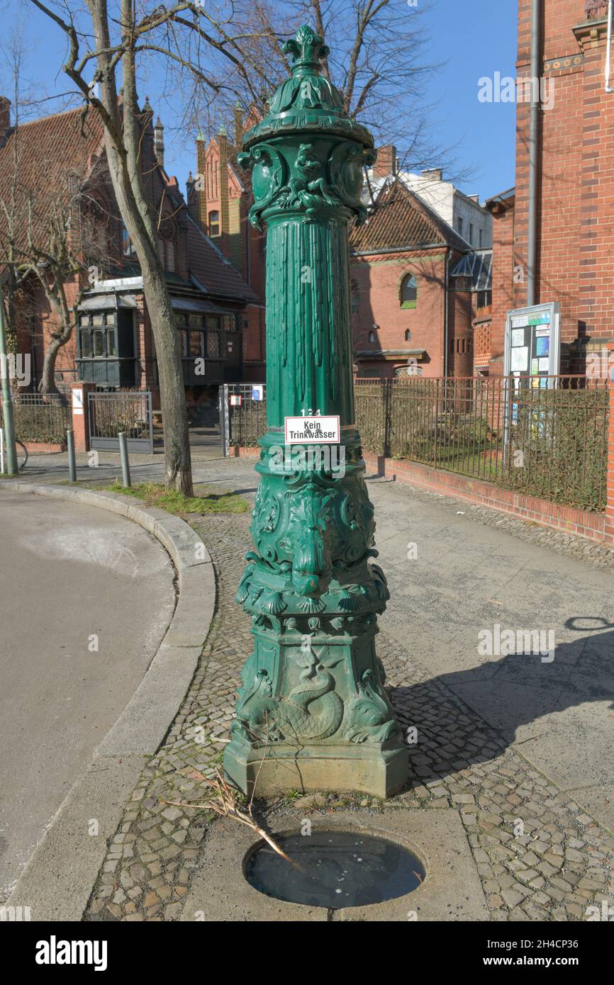 Historische Wasserpumpe, Friedrich-Wilhelm-Platz, Friedenau, Schöneberg, Berlin, Allemagne Banque D'Images