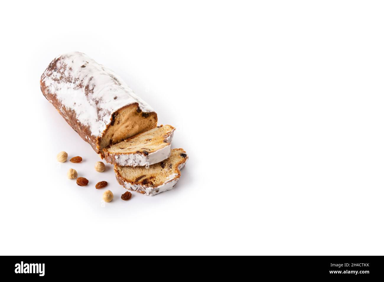 Noël allemand traditionnel stollen isolé sur fond blanc Banque D'Images