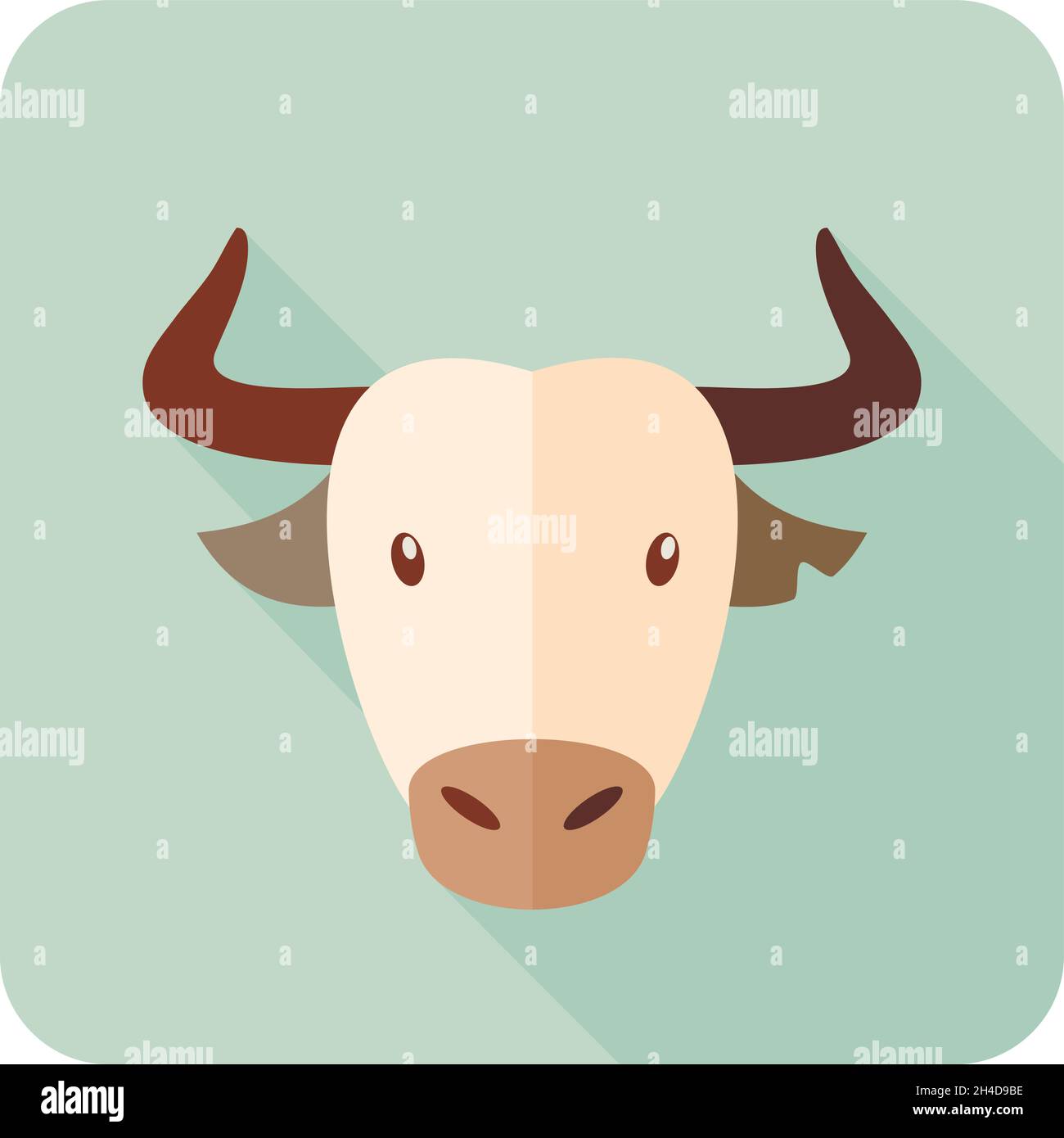 Bull espagnol bison buffle ox icône plate.Symbole de vecteur de tête à cornes d'animaux eps 10 Illustration de Vecteur