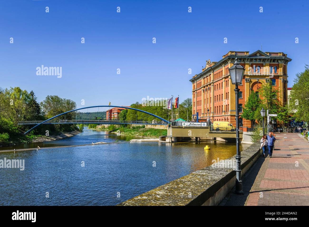 Langer, mur, Weserpromenade Weser, Hameln, Niedersachsen, Deutschland Banque D'Images