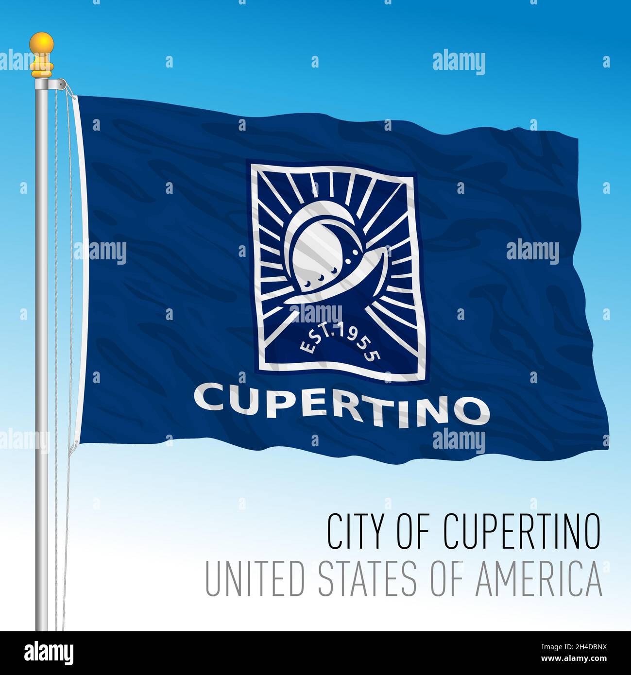 Drapeau de la ville de Cupertino, Californie, États-Unis, illustration vectorielle Illustration de Vecteur