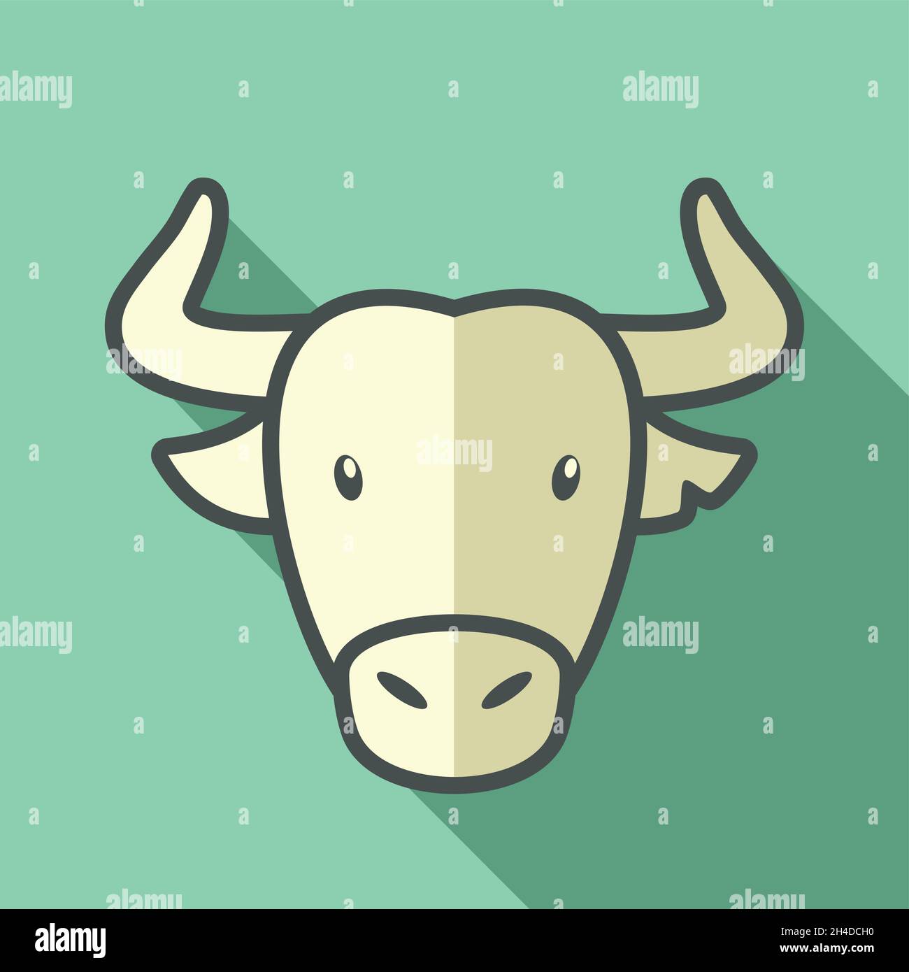 Bull espagnol bison buffle ox icône plate.Symbole de vecteur de tête à cornes d'animaux eps 10 Illustration de Vecteur