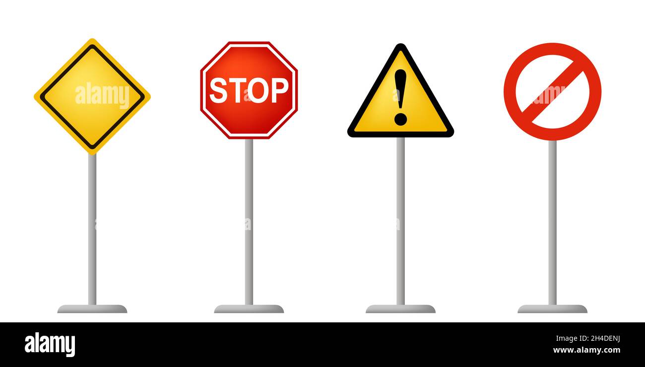 ensemble de panneaux routiers.Quatre signes différents Illustration de Vecteur