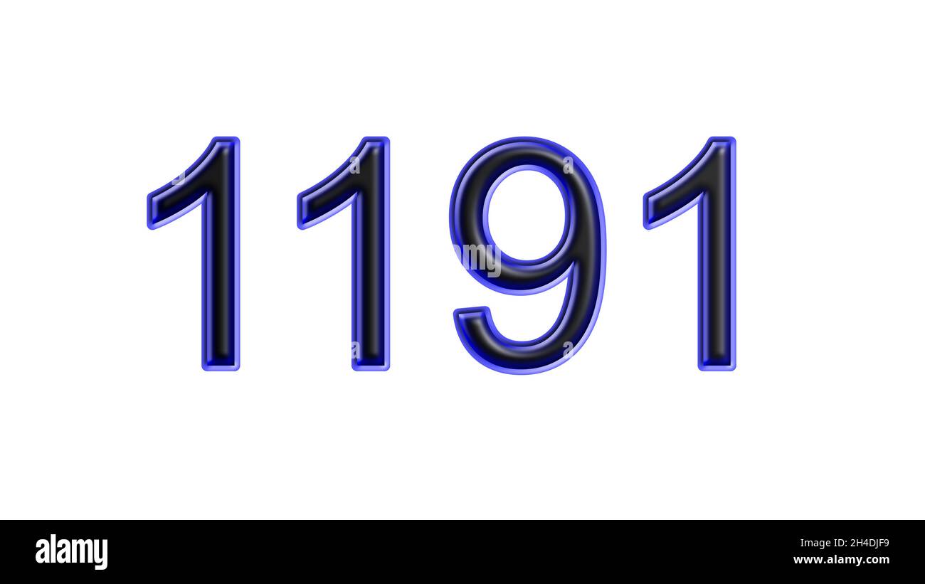 bleu 1191 chiffres effet 3d fond blanc Banque D'Images