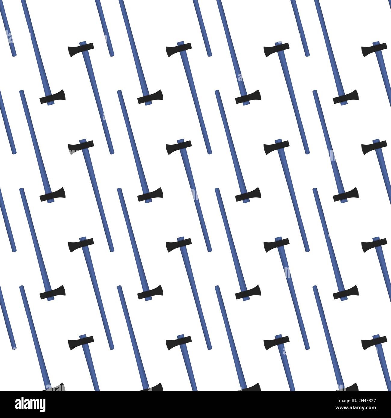 Illustration sur des axes en acier à motif thématique avec manche en bois, hache en métal pour la chasse. Grand kit AX composé de nombreux axes identiques sur fond blanc. F Illustration de Vecteur