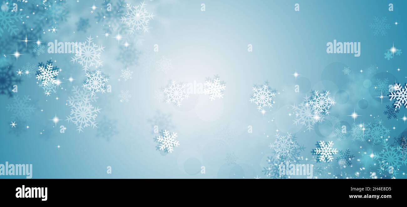 bannière neige bleu hiver. fête de noël Banque D'Images