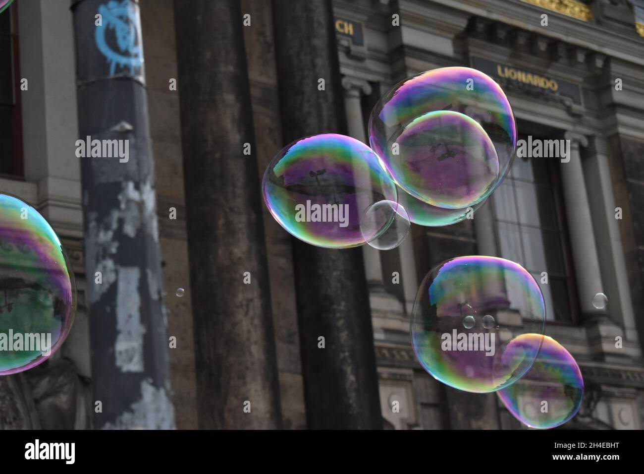 Un coup d'œil à travers les bulles de savon Banque D'Images