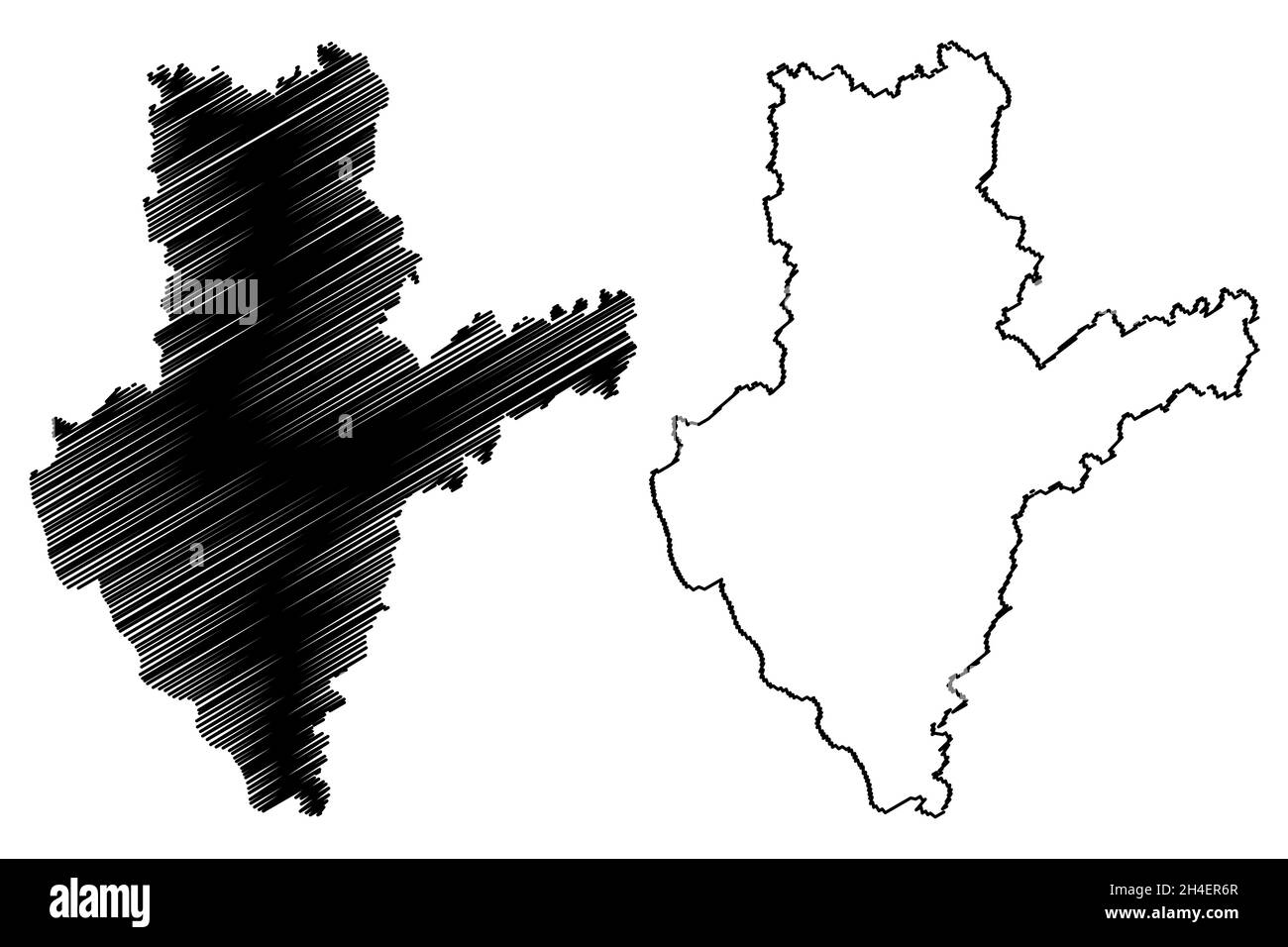 District de Sambhal (État de l'Uttar Pradesh, République de l'Inde) carte illustration vectorielle, scribble esquisse carte de Sambhal Illustration de Vecteur