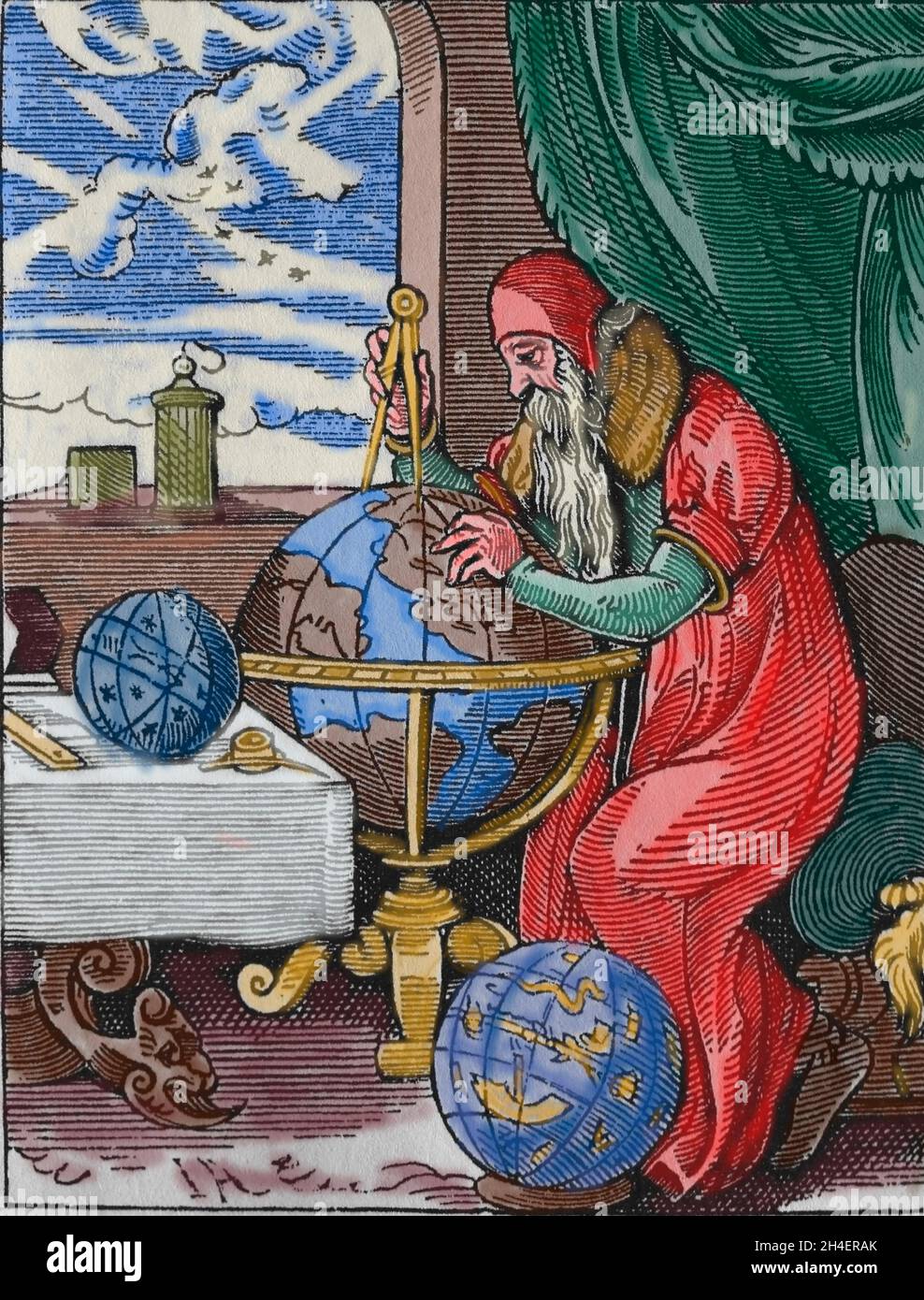 Europe.Astronome et cosmographe allemand.xvie siècle.Coloration ultérieure. Banque D'Images