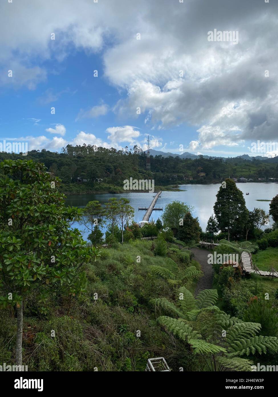 Un lac situé au milieu d'une plantation de thé.West Java, Indonésie (avril 2021) Banque D'Images