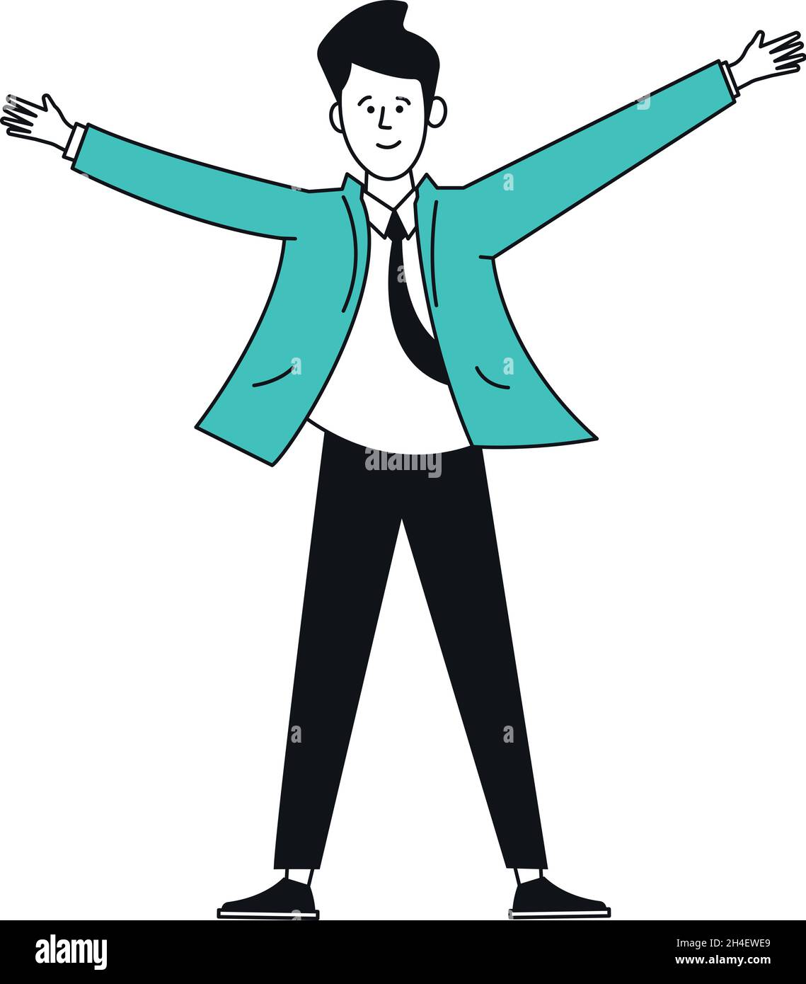 Homme aux bras largement ouverts.Geste heureux.Symbole de réussite Illustration de Vecteur