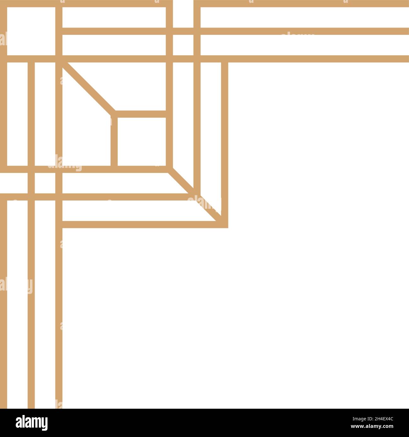 Coin art déco.Bordure de ligne dorée de style géométrique Illustration de Vecteur
