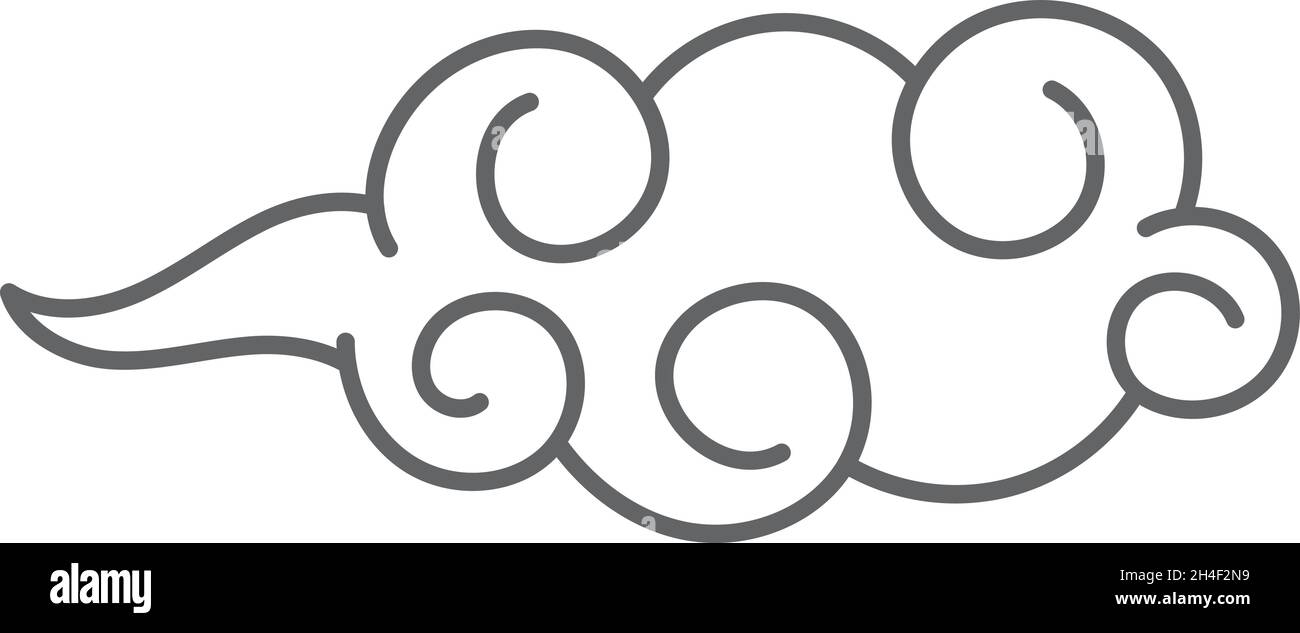 Cloud chinois traditionnel.Élément décoratif ligne noire Illustration de Vecteur