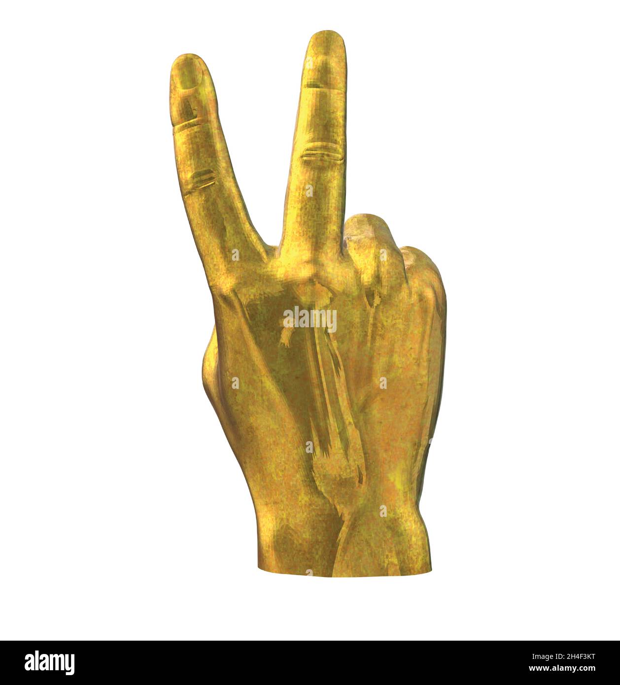 Signe de la main de la victoire dans la couleur or brillant Illustration de Vecteur