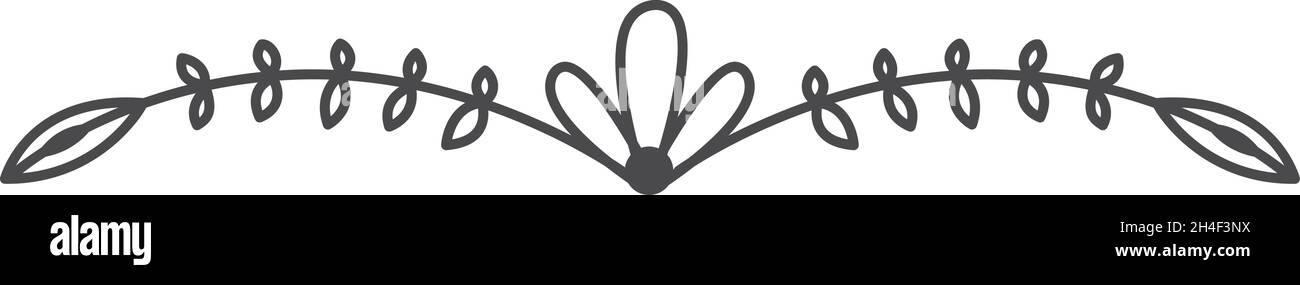 Affiche supérieure décorative ornée.Séparateur de texte à motif fleuri en forme de doodle Illustration de Vecteur