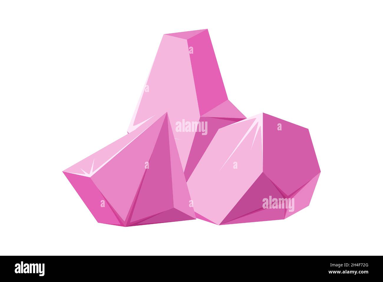 Cristaux brisés en morceaux. Cristaux de rubis brisés. Pierres gemmes cassées ou roches roses. Illustration vectorielle de style dessin animé Illustration de Vecteur