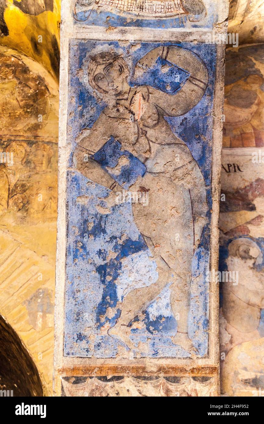 QUSAYR AMRA, JORDANIE - 3 AVRIL 2017 : fresques de Qusayr Amra parfois Quseir Amra ou Qasr Amra , l'un des châteaux du désert situé dans l'est de la Jordanie Banque D'Images