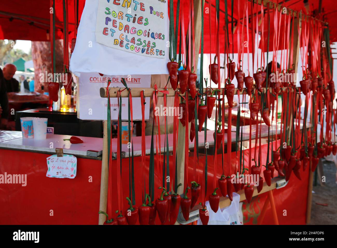 Tête du piment, Festival du Chili, Espelette, pays Basque, France Banque D'Images