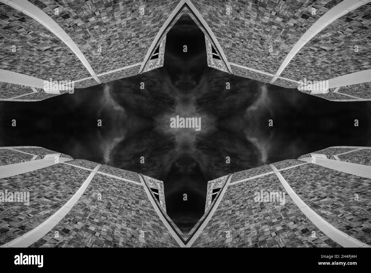 Arrière-plan futuriste de la conception d'architecture miroir. Banque D'Images