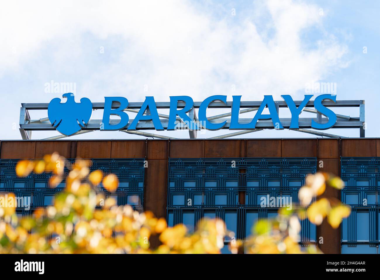 Panneau de la banque Barclays sur le nouveau campus de Barclays Glasgow à Tradeston, Glasgow Banque D'Images