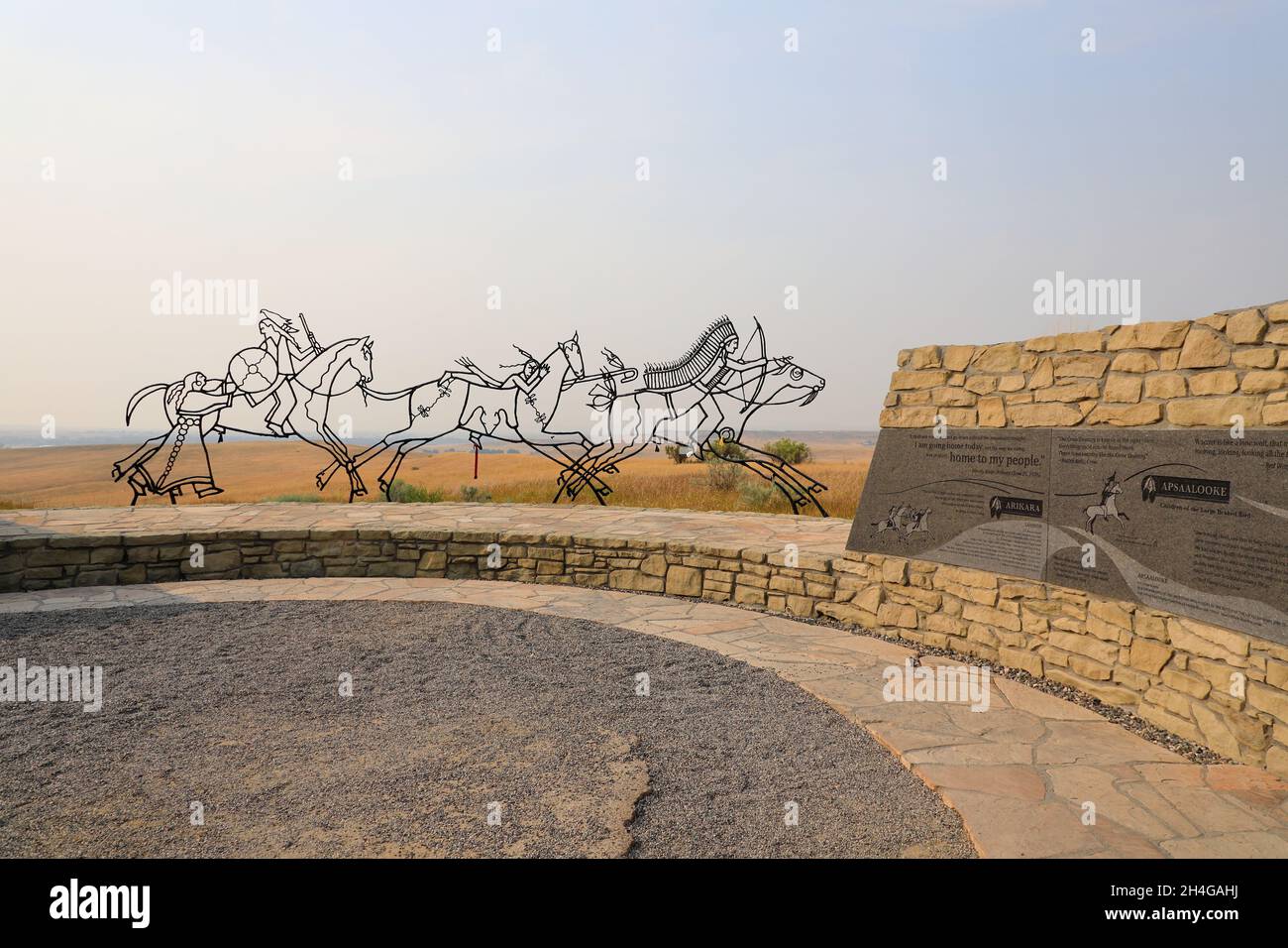 Le Mémorial indien avec la sculpture Spirit Warrior au monument national du champ de bataille de Little Bighorn.Crow Agency.Montana.USA Banque D'Images