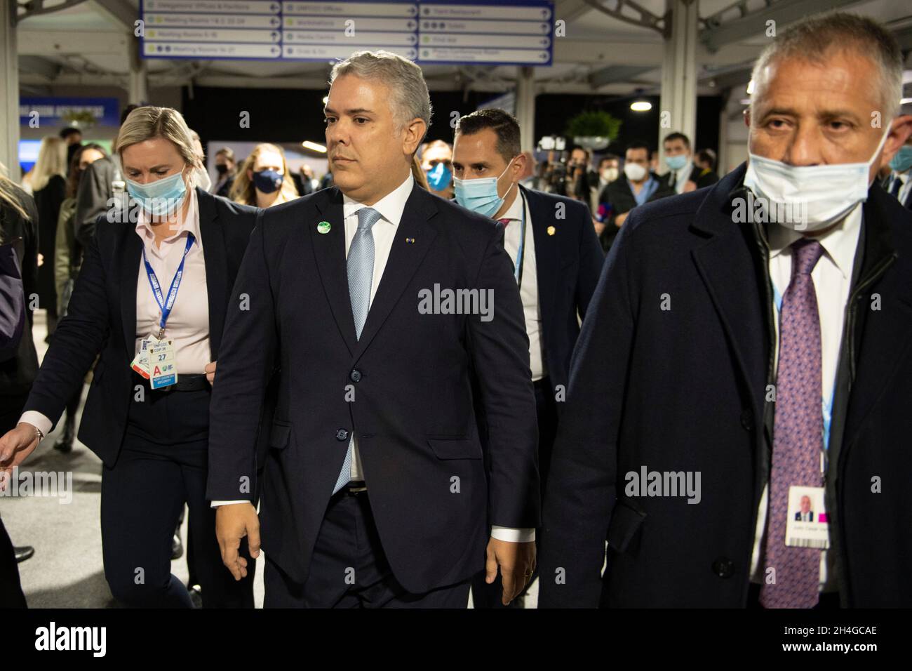 Glasgow, Écosse, Royaume-Uni.2 novembre 2021.PHOTO : Iván Duque Márquez, Premier ministre de la Colombie, vu à la Conférence COP26 sur les changements climatiques à Glasgow cet après-midi.Crédit : Colin Fisher/Alay Live News Banque D'Images