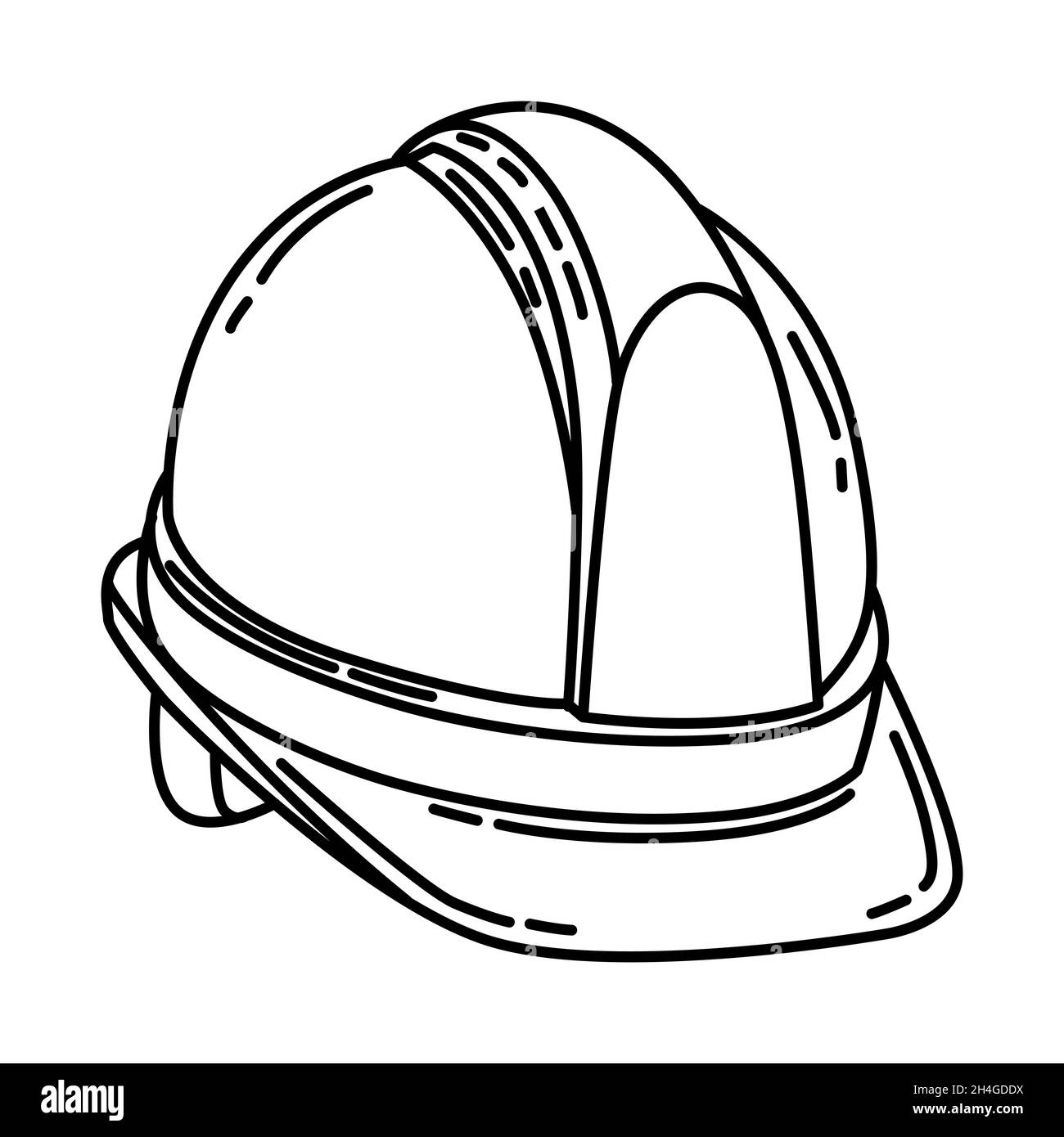 Casque de sécurité partie du matériel et de l'équipement de l'entrepreneur dispositif dessiné à la main icône ensemble Vector. Illustration de Vecteur