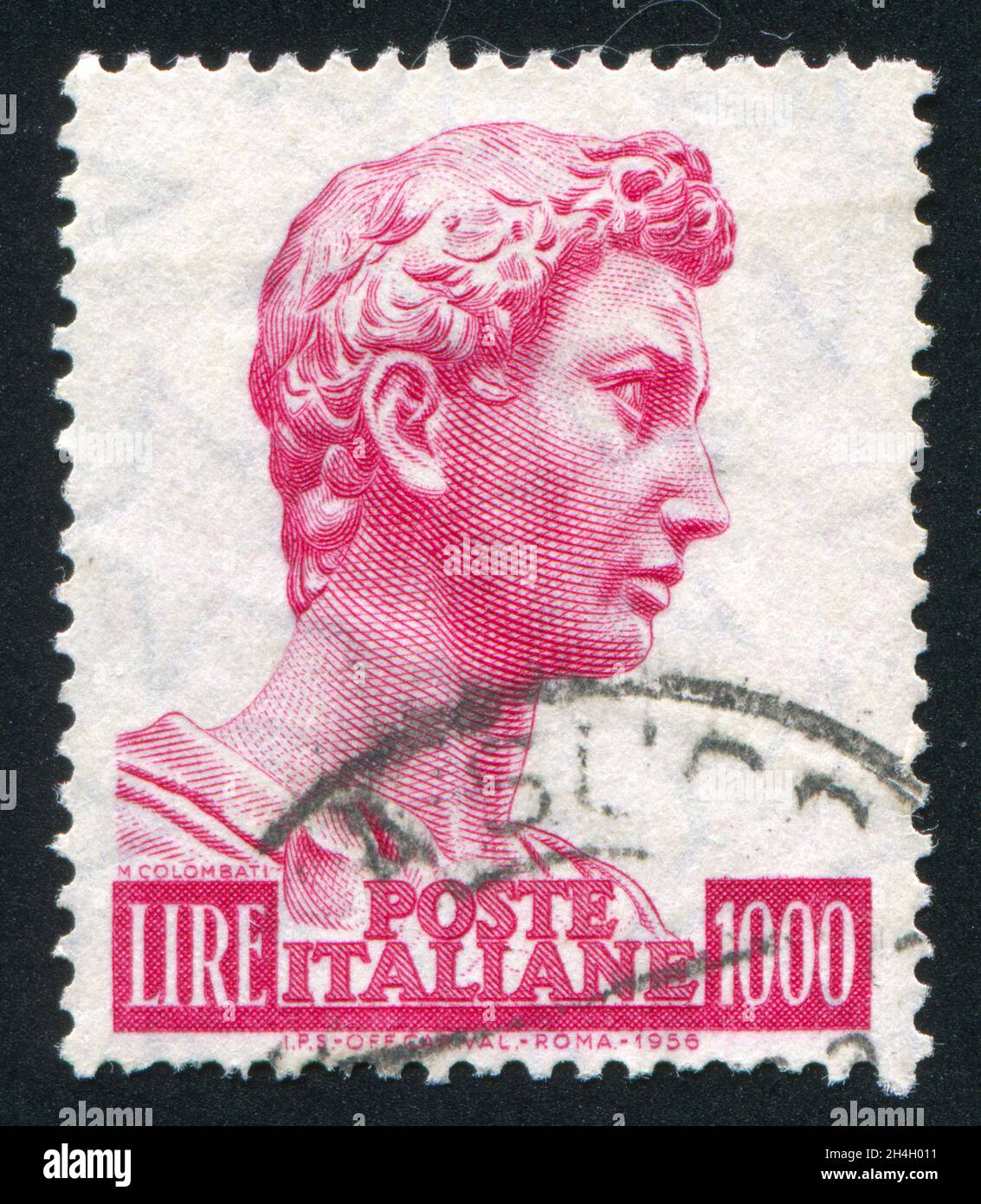 ITALIE - VERS 1956: Timbre imprimé par l'Italie, montre Saint-George, par Donatello, vers 1956 Banque D'Images