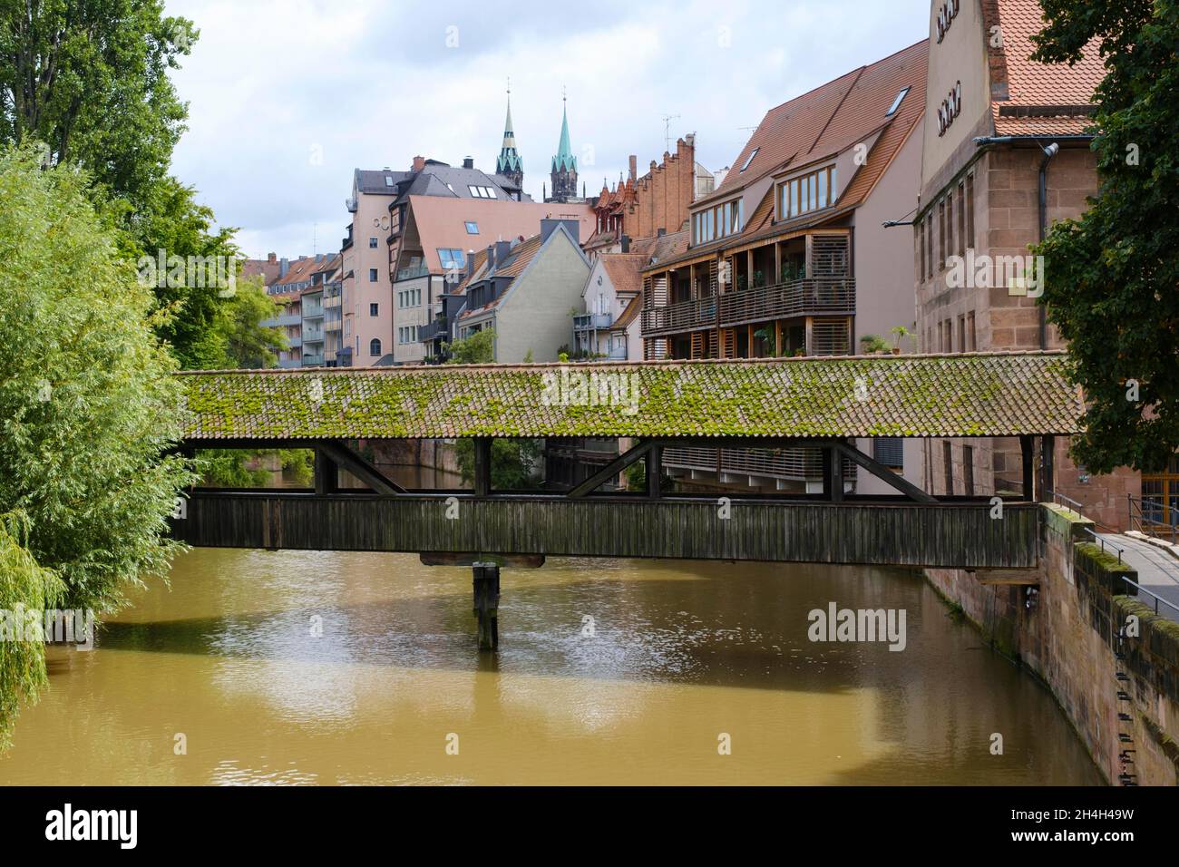 Pont du Hangman sur la rivière Pegnitz, vieille ville, Nuremberg, Franconie, Bavière,Allemagne Banque D'Images