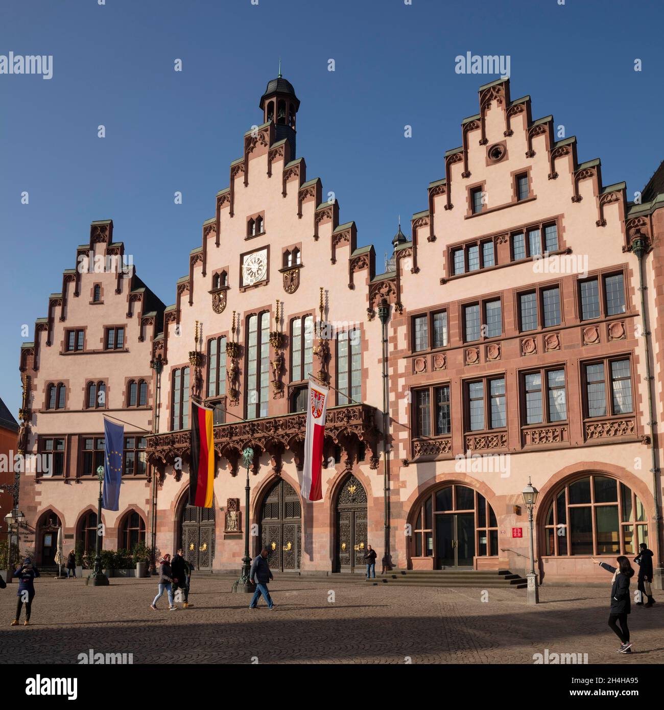 Hôtel de ville, Roemer, anciennes maisons patriciennes, Roemerberg, Francfort-sur-le-main,Hesse, Allemagne Banque D'Images