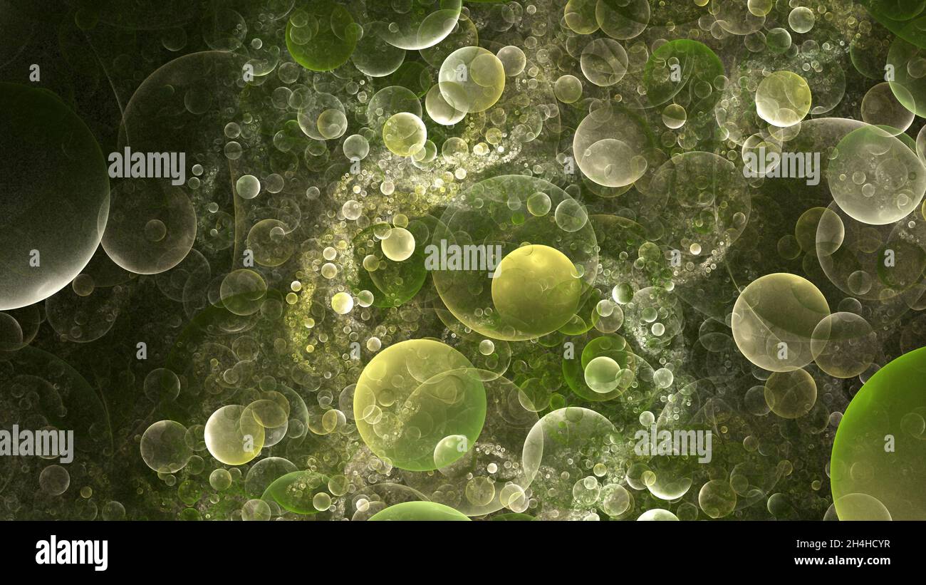 Des bulles colorées dans l'eau potable, beaucoup de bulles d'oxygène de gaz dans le soda.Arrière-plan abstrait transparent Banque D'Images