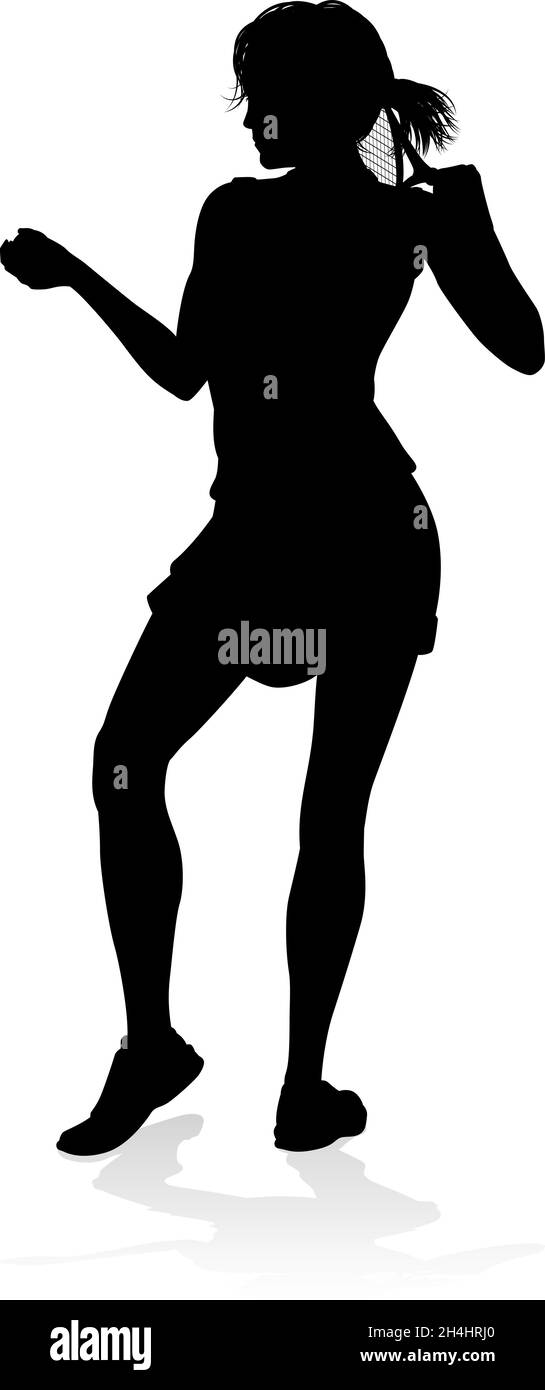 Tennis Player Woman Sport Person Silhouette Illustration de Vecteur