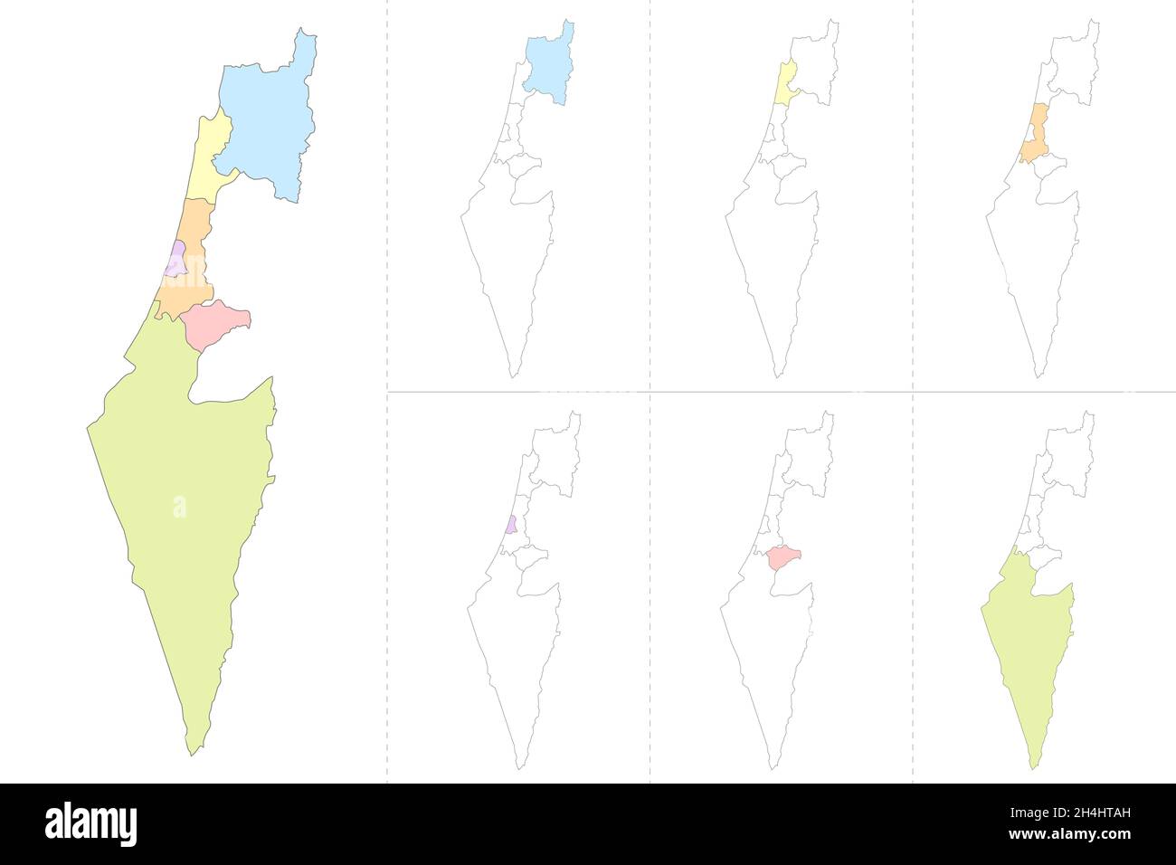 Carte de Jérusalem divisée en divisions administratives, vierge Banque D'Images