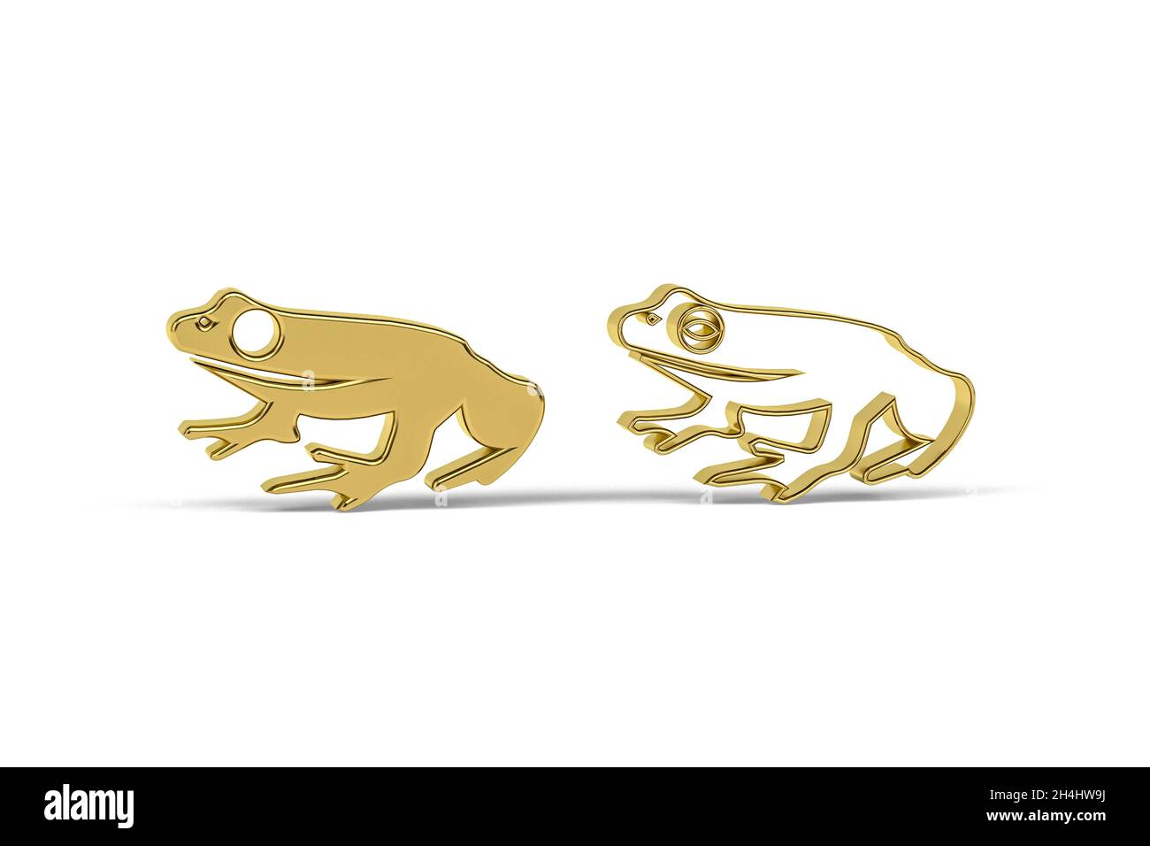 Icône Golden 3d Frog isolée sur fond blanc - rendu 3d Banque D'Images