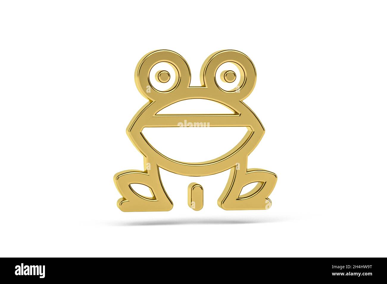 Icône Golden 3d Frog isolée sur fond blanc - rendu 3d Banque D'Images