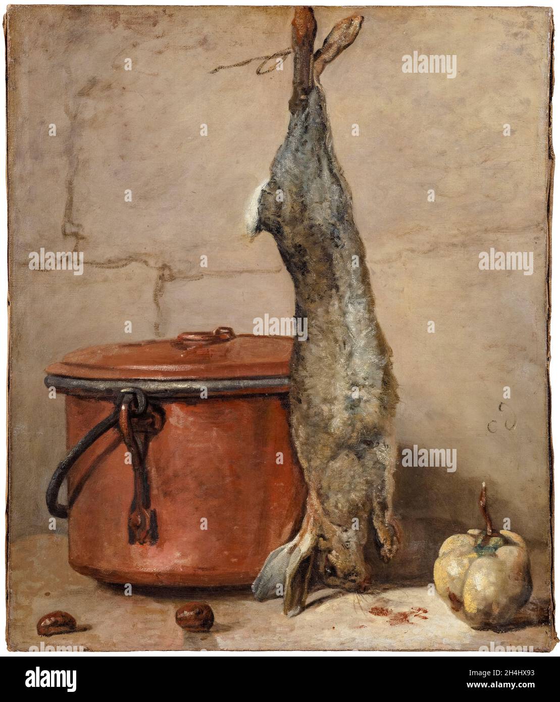 Jean Baptiste Siméon Chardin, lapin et pot de cuivre, peinture STILL Life, 1735-1739 Banque D'Images